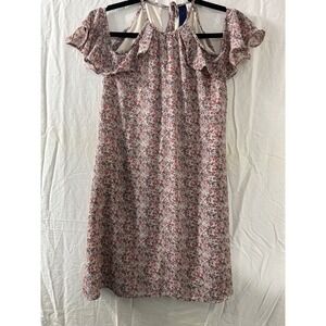 Blue Hair Floral Cold Shoulder Ruffle Dress XS Made in‎ USA
